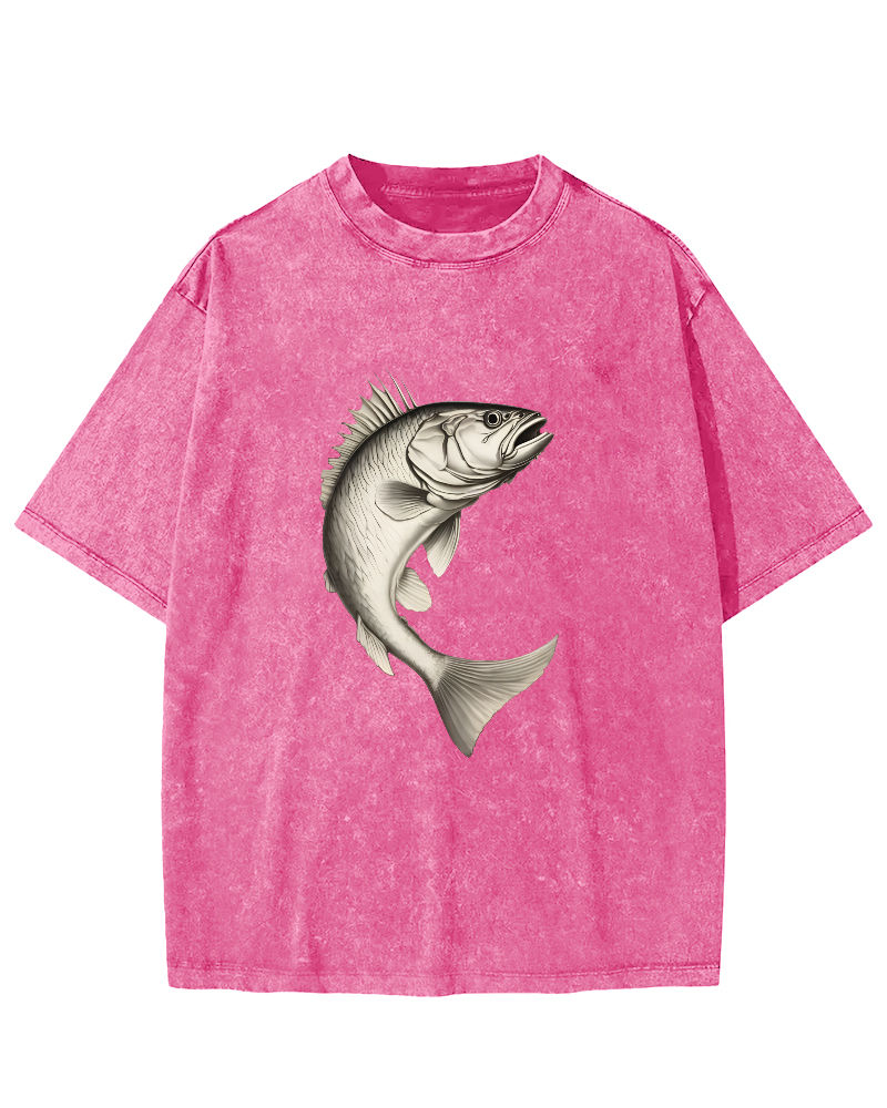 Sea Fsh Pattern Vintage Distressed T-shirt-Zazasy