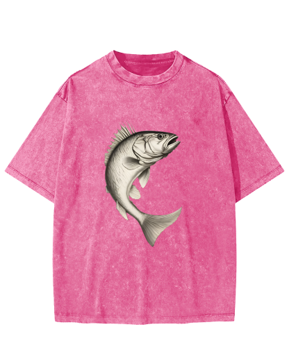 Sea Fsh Pattern Vintage Distressed T-shirt-Zazasy