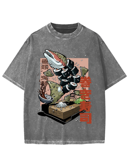 Fish Sushi Vintage Washed T-shirt