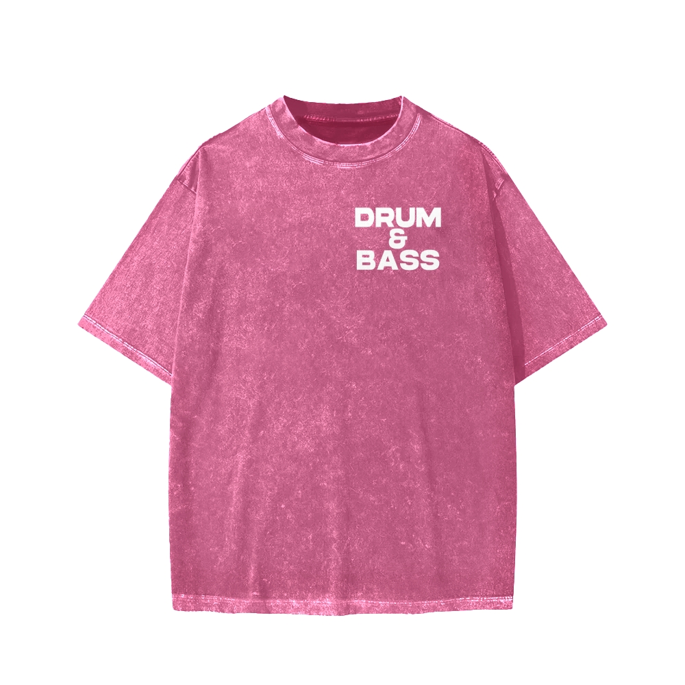 Drum & Bass Front And Back Printing  Washed T-shirt