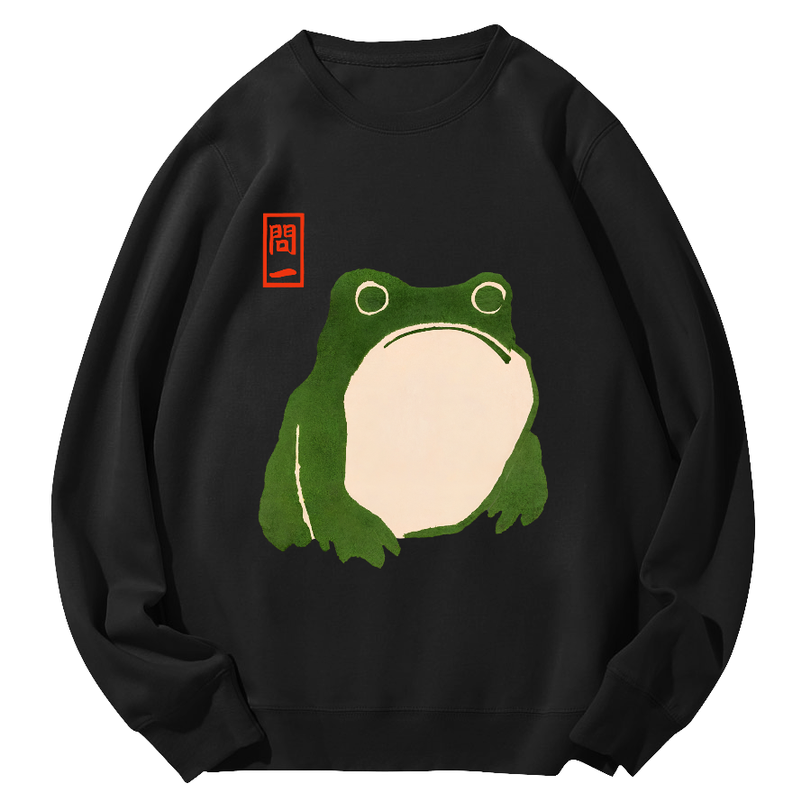 Ask a Frog Japanese Round Neck Sweatshirt-Zazasy