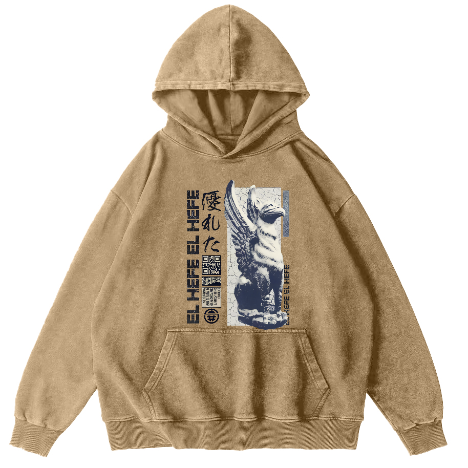 Griffin Retro Vintage Washed Hoodie-Zazasy