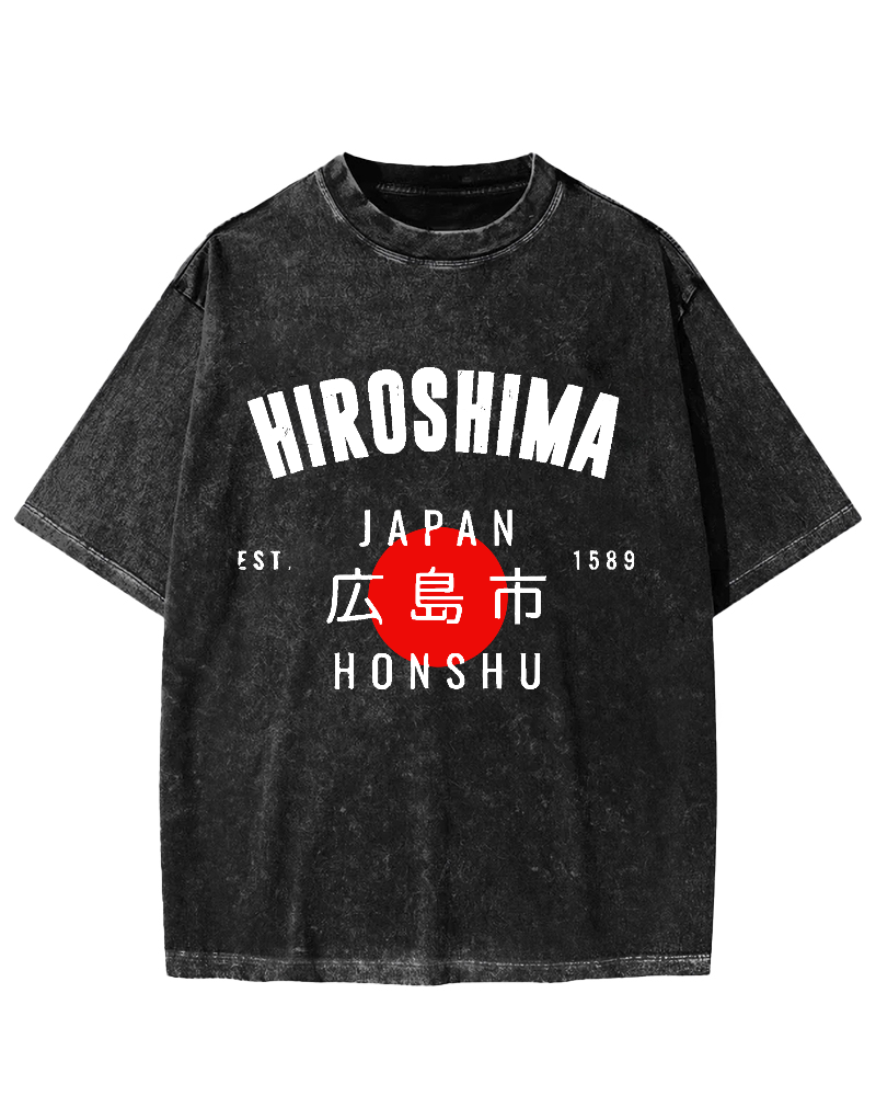 Hiroshima City, Japan Vintage Washed T-shirt-Zazasy