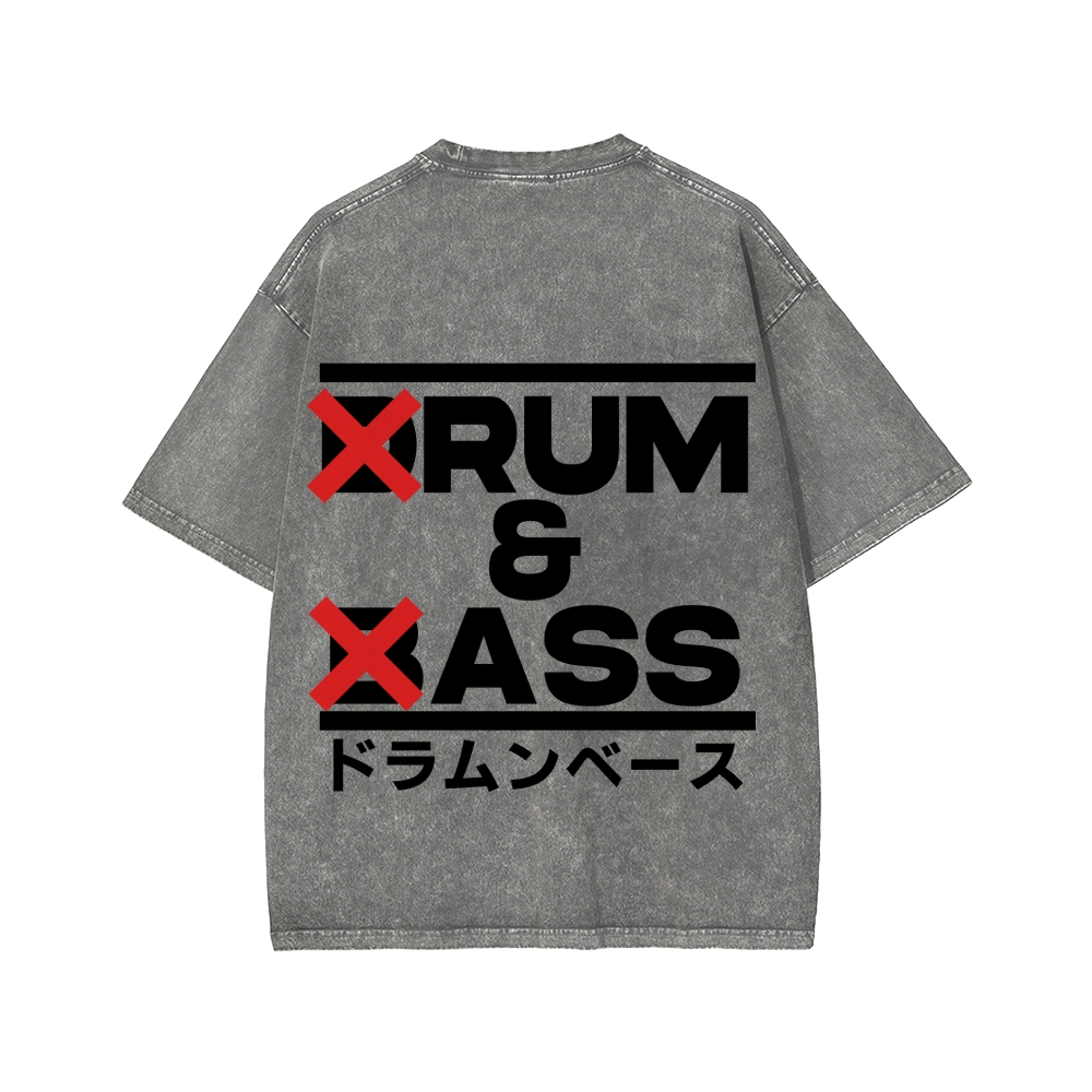 Drum & Bass Front And Back Printing  Washed T-shirt
