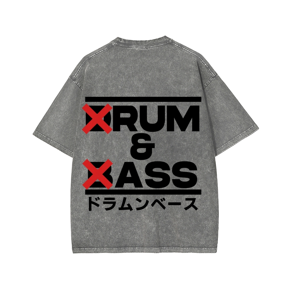 Drum & Bass Front And Back Printing Washed T-shirt