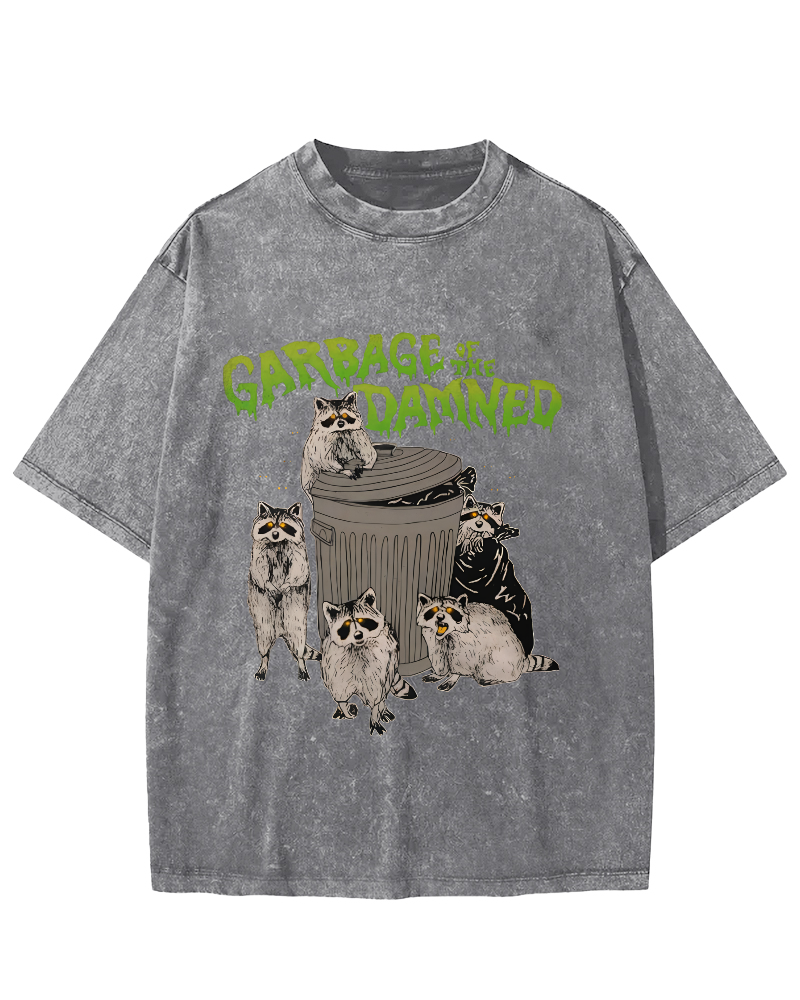 Cute Little Raccoon Vintage Distressed T-shirt-Zazasy