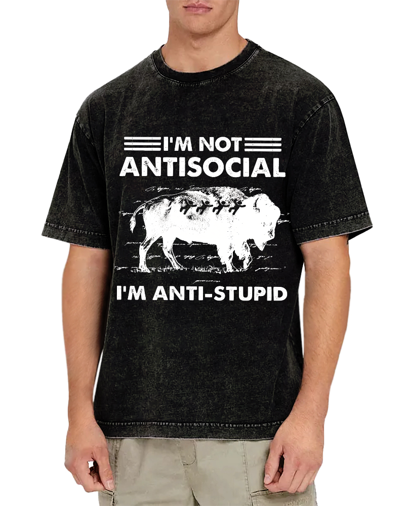 Funny Bison Vintage Distressed T-shirt-Zazasy