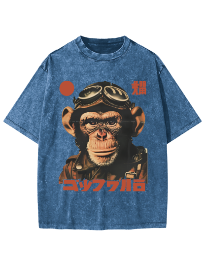 Gorilla Japanese Vintage Distressed T-shirt-Zazasy