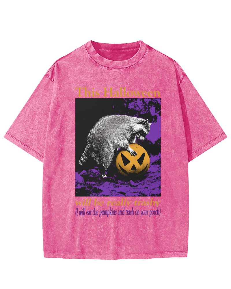 This Year's Halloween Will be a Vulgar Raccoon Vintage Distressed T-shirt-Zazasy
