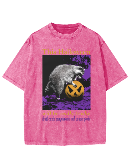 This Year's Halloween Will be a Vulgar Raccoon Vintage Distressed T-shirt-Zazasy