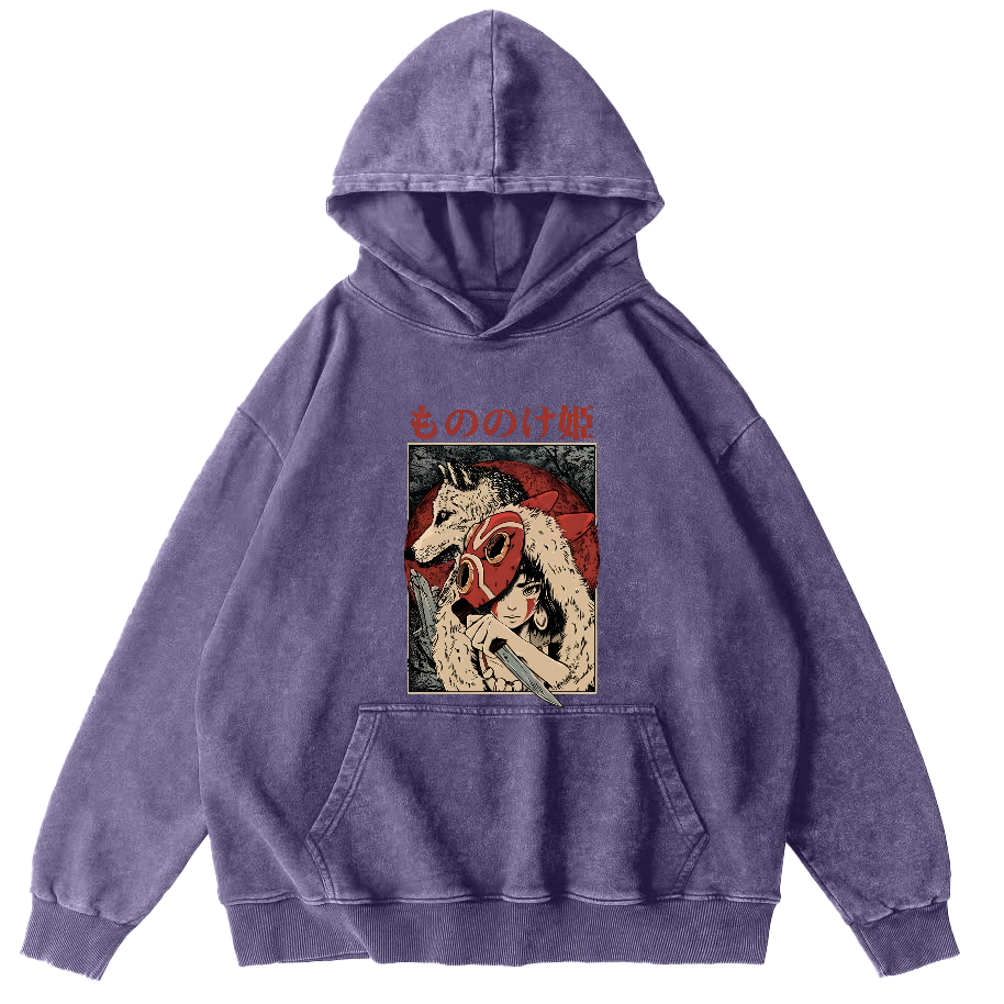 Anime Pattern Japanese Style Vintage Distressed Hoodie-Zazasy