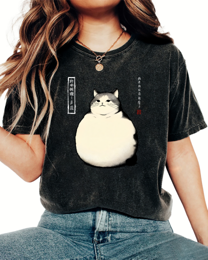 Fat Cat Japanese Vintage Distressed T-shirt-Zazasy
