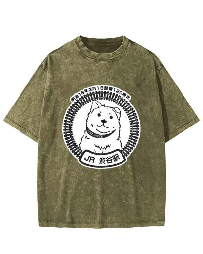 Shibuya Station-Hachikou Vintage Washed T-shirt