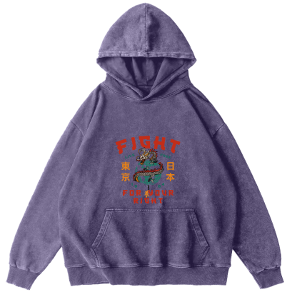 Tokyo Dragon Pattern Japanese Style Vintage Distressed Hoodie-Zazasy