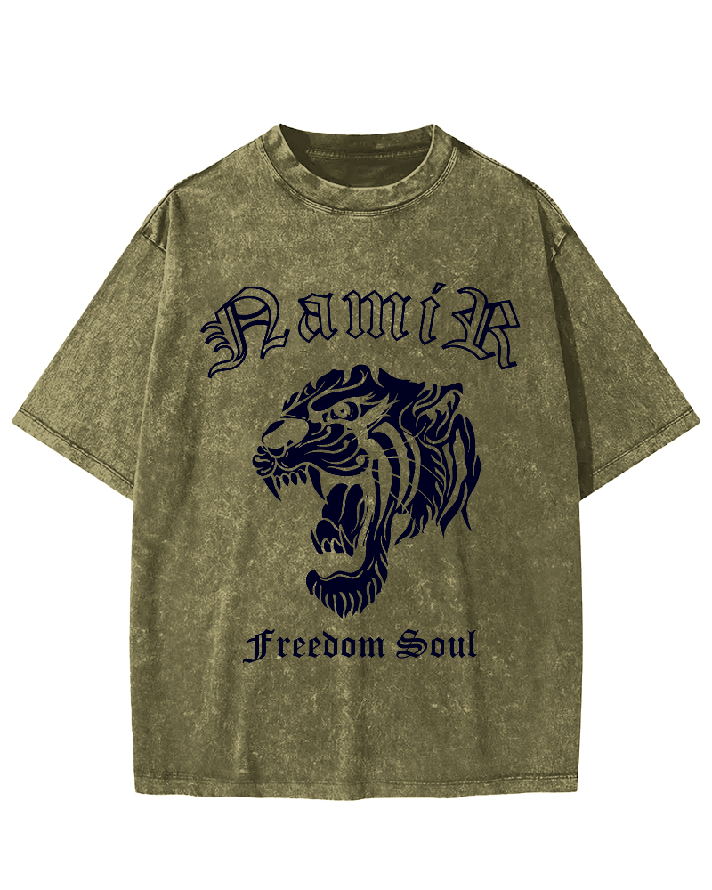 Japanese Tiger Vintage Washed T-shirt-Zazasy