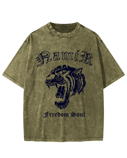 Japanese Tiger Vintage Washed T-shirt-Zazasy