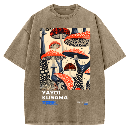 Yayoi Kusama Mushroom Vintage Wash Japanese Vintage Washed T-shirt