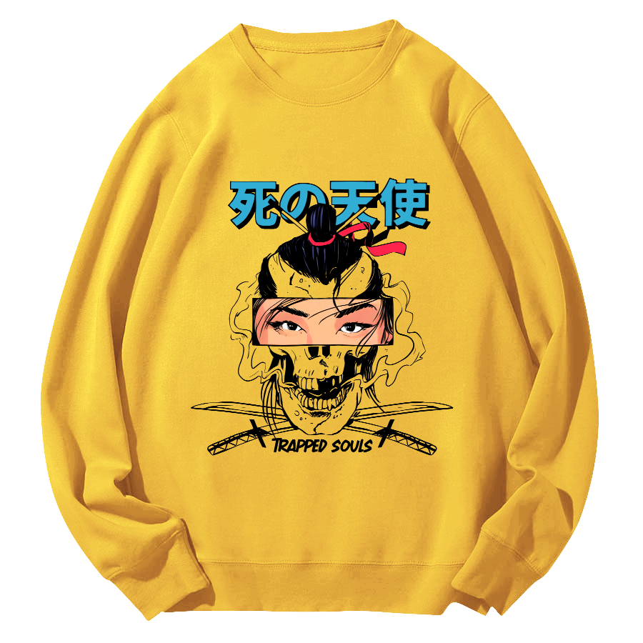 Japanese Angel Anime Round Neck Sweatshirt-Zazasy