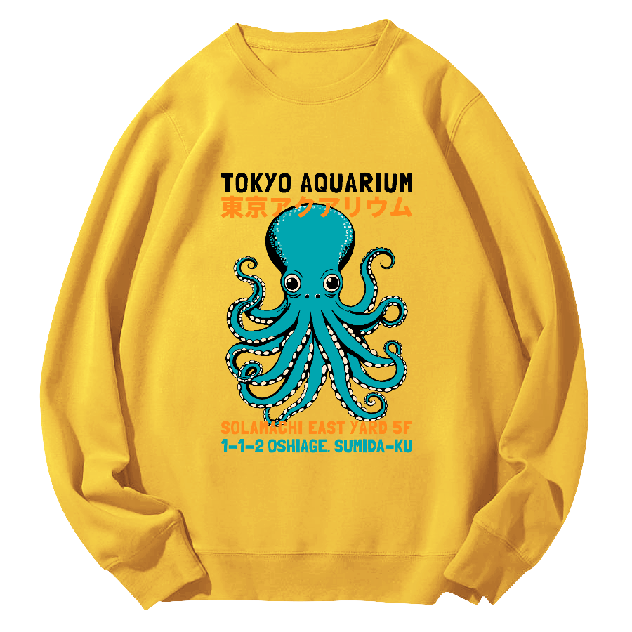 Tokyo Octopus Round Neck Sweatshirt-Zazasy