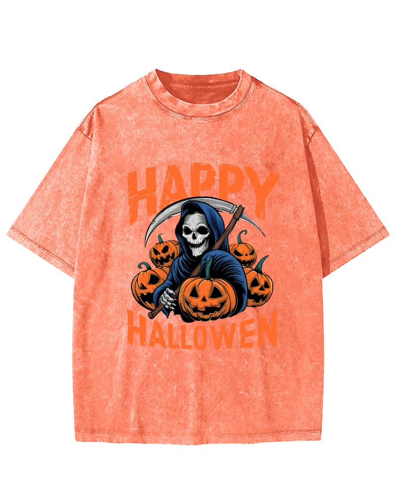 Halloween Pumpkin Lamp  Vintage Distressed T-shirt-Zazasy