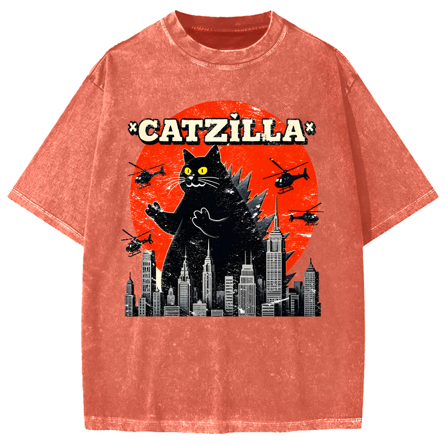 Parody Black Cat Vintage Washed T-shirt