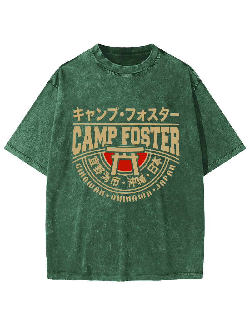Japanese Okinawa Retro Vintage Washed T-shirt-Zazasy