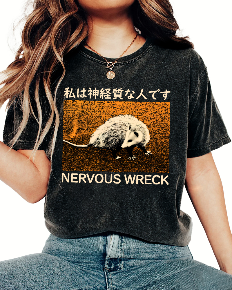 Nervous Wreck The Japanese Style Opossum Vintage Distressed T-shirt-Zazasy