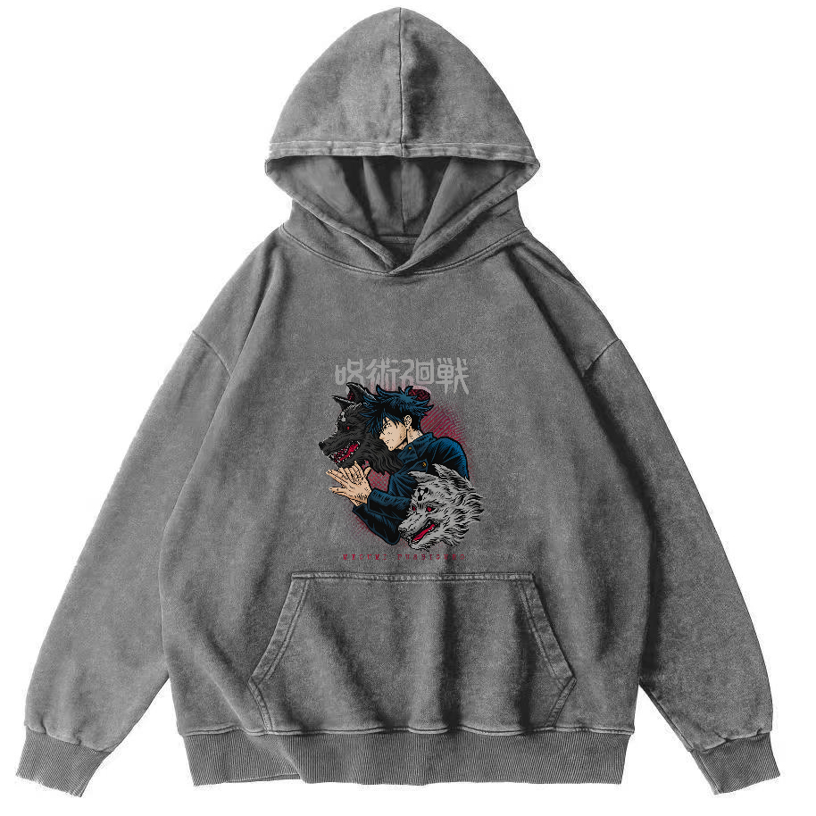 Cartoon Animal Pattern Japanese Style Vintage Distressed Hoodie-Zazasy