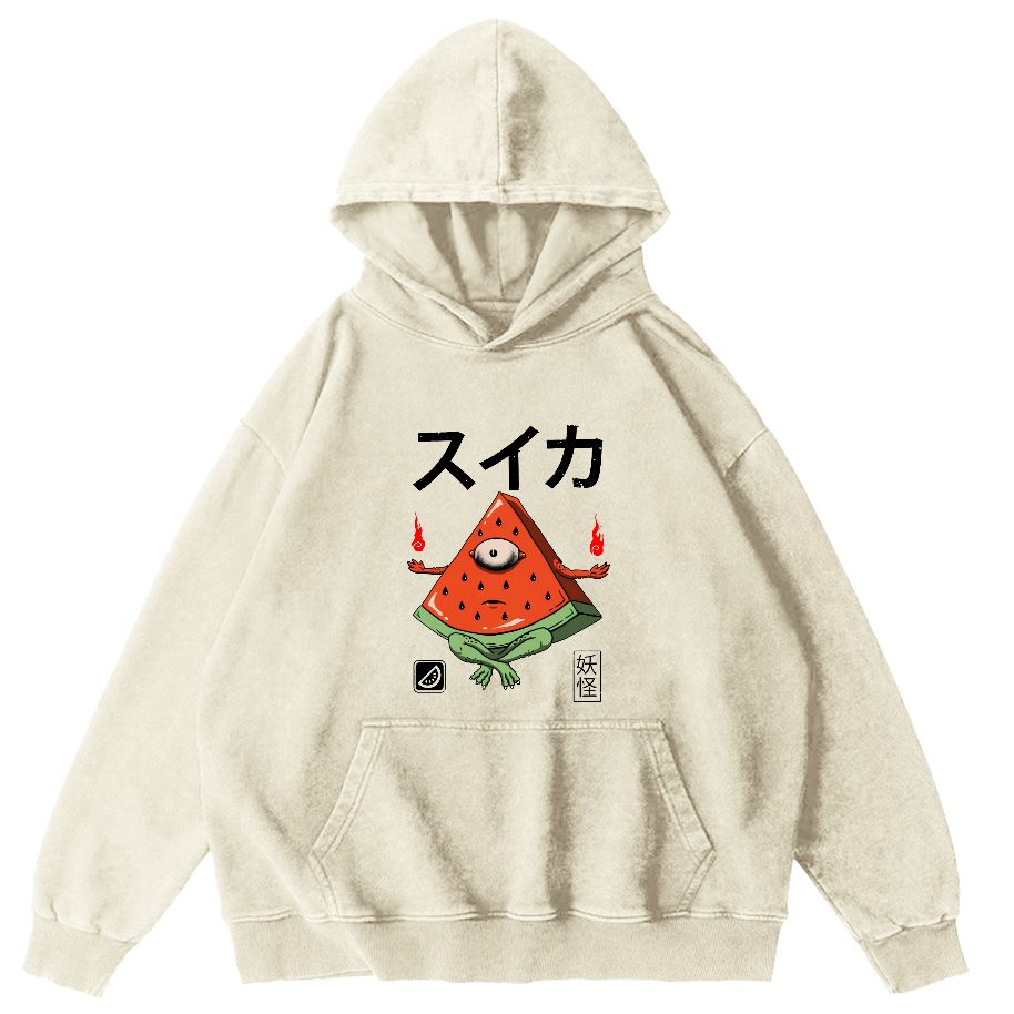 Watermelon Monster Japanese Vintage Distressed Hoodie-Zazasy