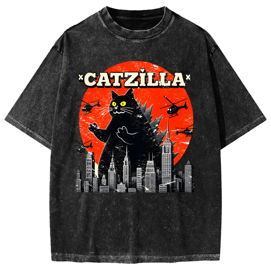 Parody Black Cat Vintage Washed T-shirt