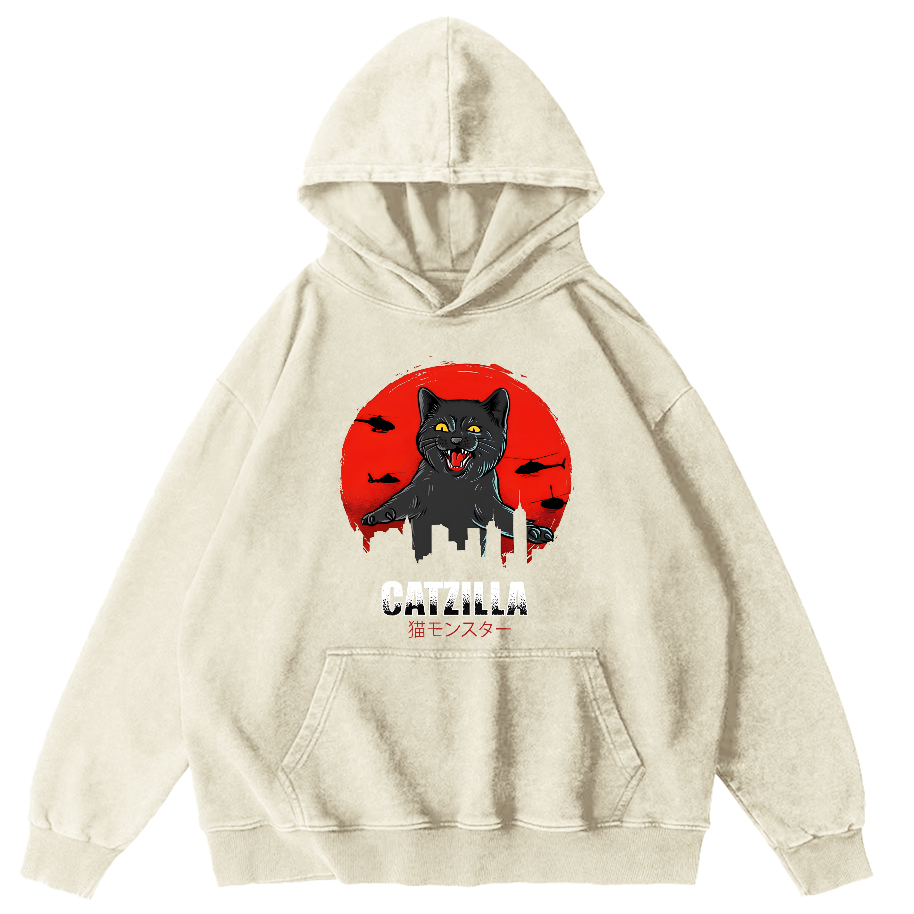 Kos Cat in Battle Japanese Style Vintage Distressed Hoodie-Zazasy