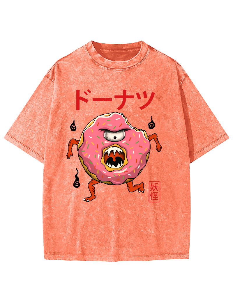 Doughnut Monster Vintage Washed T-shirt-Zazasy