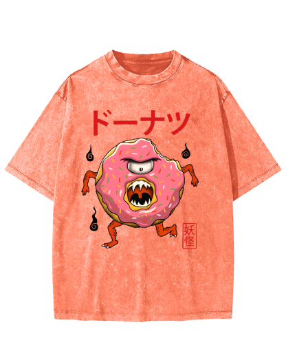 Doughnut Monster Vintage Washed T-shirt-Zazasy