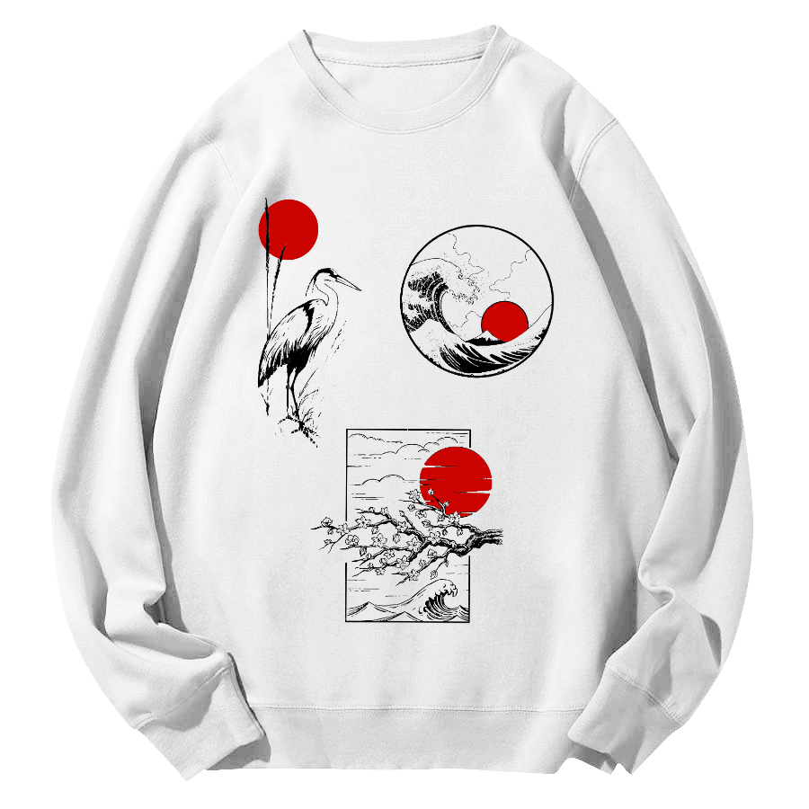 Sunrise Scenery in Japan Round Neck Sweatshirt-Zazasy