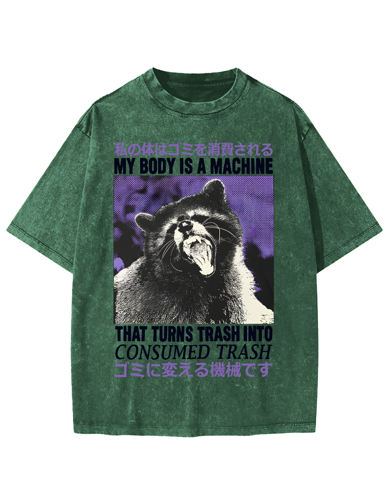 Angry Raccoon Japanese Vintage Distressed T-shirt-Zazasy