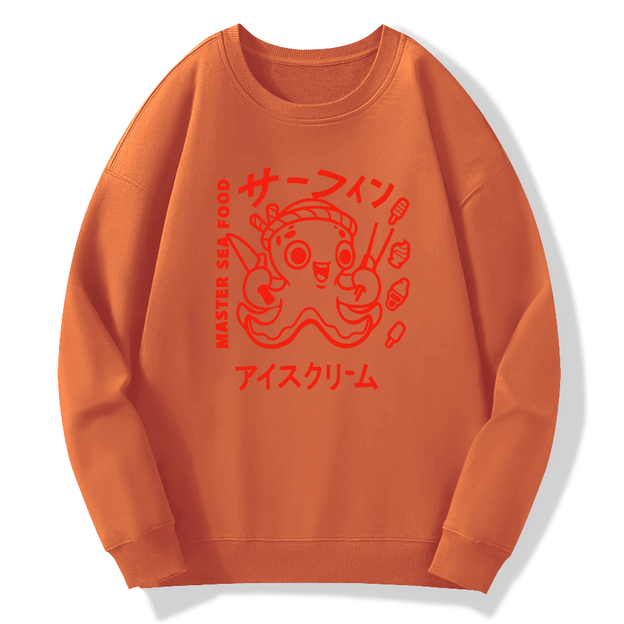 Japanese Octopus Cotton Pullover Sweatshirt
