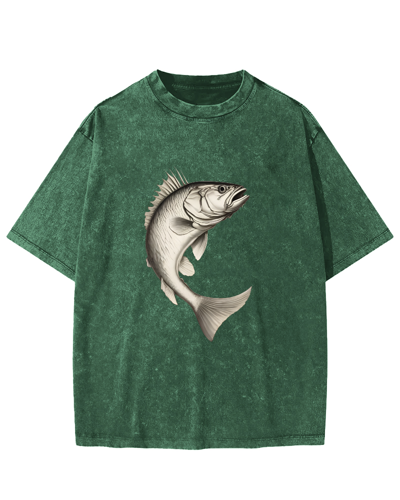 Sea Fsh Pattern Vintage Distressed T-shirt-Zazasy