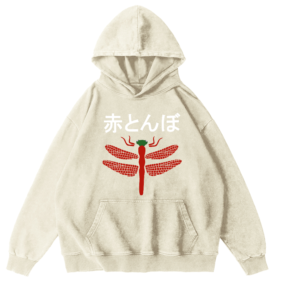 Japanese Dragonfly Vintage Distressed Hoodie-Zazasy