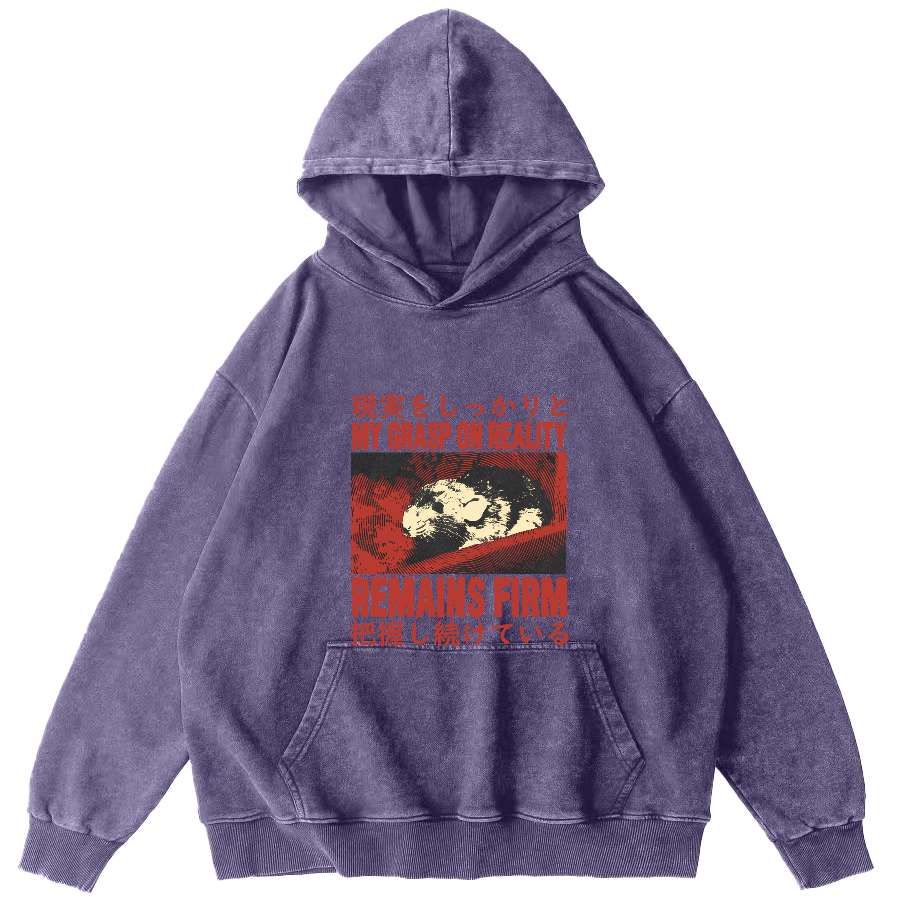 Retro Mouse Japanese Style Vintage Distressed Hoodie-Zazasy