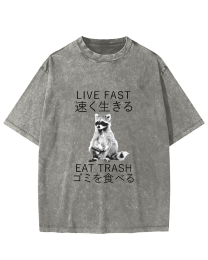 Japanese Cute Animal Pattern Vintage Distressed T-shirt-Zazasy