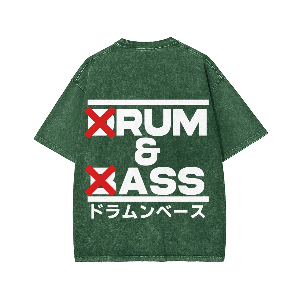 Drum & Bass Front And Back Printing  Washed T-shirt