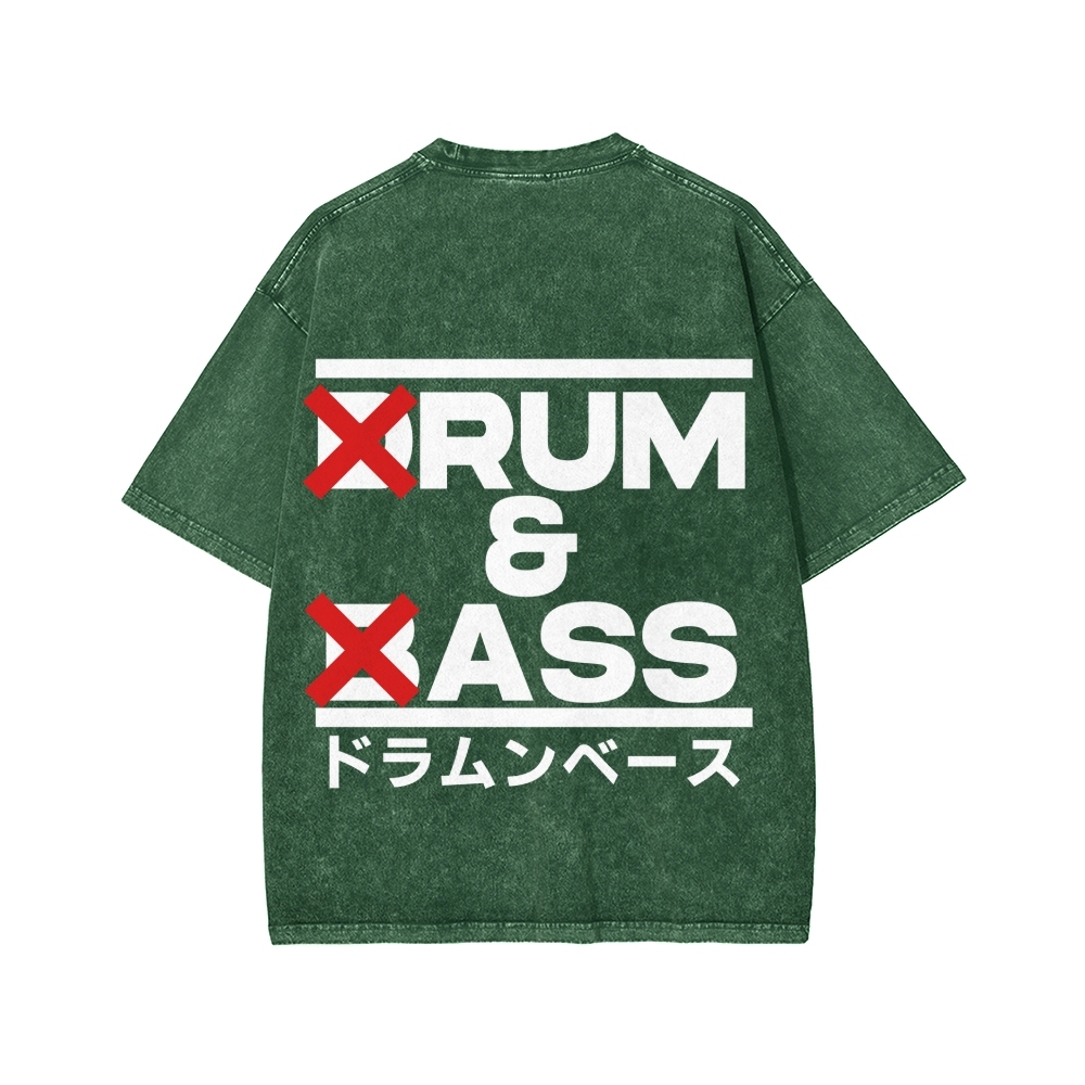 Drum & Bass Front And Back Printing  Washed T-shirt