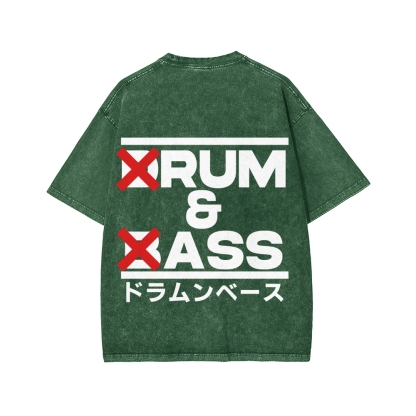 Drum & Bass Front And Back Printing  Washed T-shirt