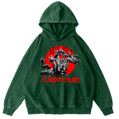 Japanese Style Giant Snake Monster Vintage Distressed Hoodie-Zazasy