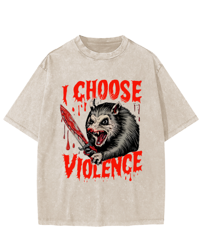 I Choose Violence Vintage Distressed T-shirt-Zazasy