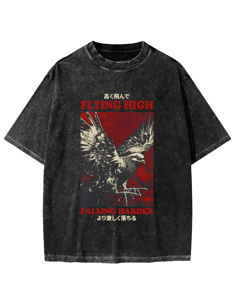 Flying Higher Falling Harder Vintage Washed T-shirt-Zazasy