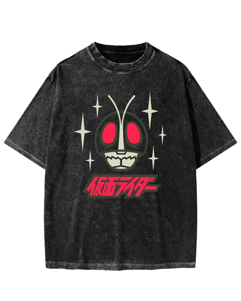 Japanese Cartoon Machine Vintage Washed T-shirt-Zazasy