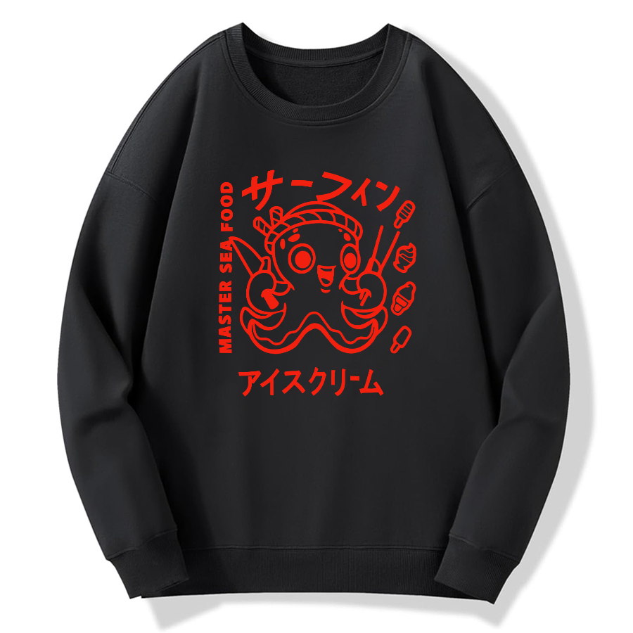 Japanese Octopus Cotton Pullover Sweatshirt