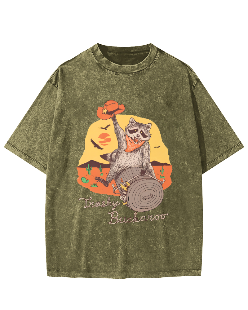 Raccoons Celebrating Halloween Vintage Distressed T-shirt-Zazasy