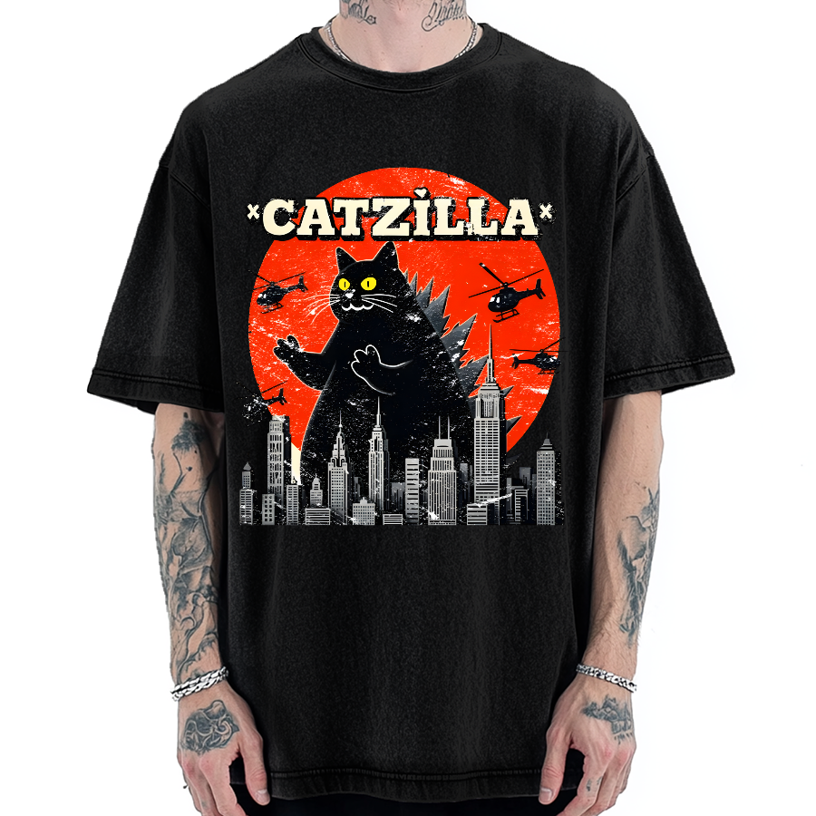 Parody Black Cat Vintage Washed T-shirt